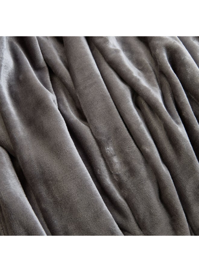 Home Box Plush Gray Throw Blanket - 130x180 cm - Image 2